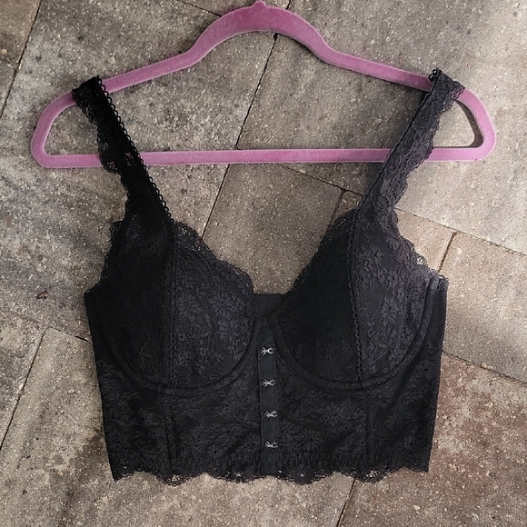 Victoria's Secret Other - Victoria's Secret Dream Angels Lined Demi Black Lace Longline Bra Sz 36D